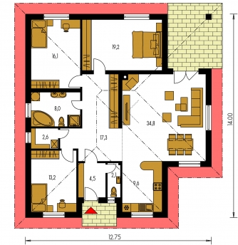 Grundriss des Erdgeschosses - BUNGALOW 16